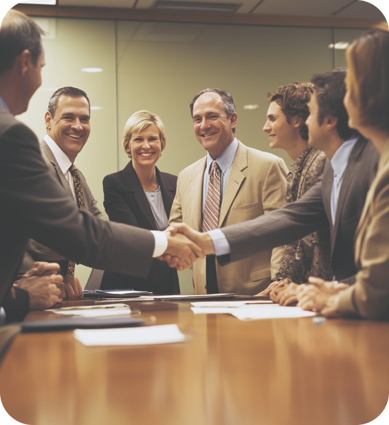 Respectful team shaking hands